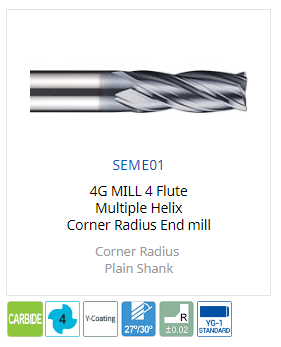 Mũi phay 4 me (Coner Radius) SEME01