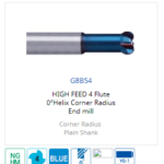 Mũi phay 4 me highfeed corner radius G8B54